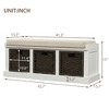 Lyngins Rustic Storage Bench with 3 Removable Classic Rattan Basket, Linen Blend Ottoman with Removable Cushion, No-Assembly Storage Ottoman Bench - 2 of 4