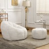 Teddy Fabric Bean Bag Chair with Footstool, Foam-Filled Lounge Sofa, Cozy Floor Seating for Relaxing-Baofuwish - 3 of 4