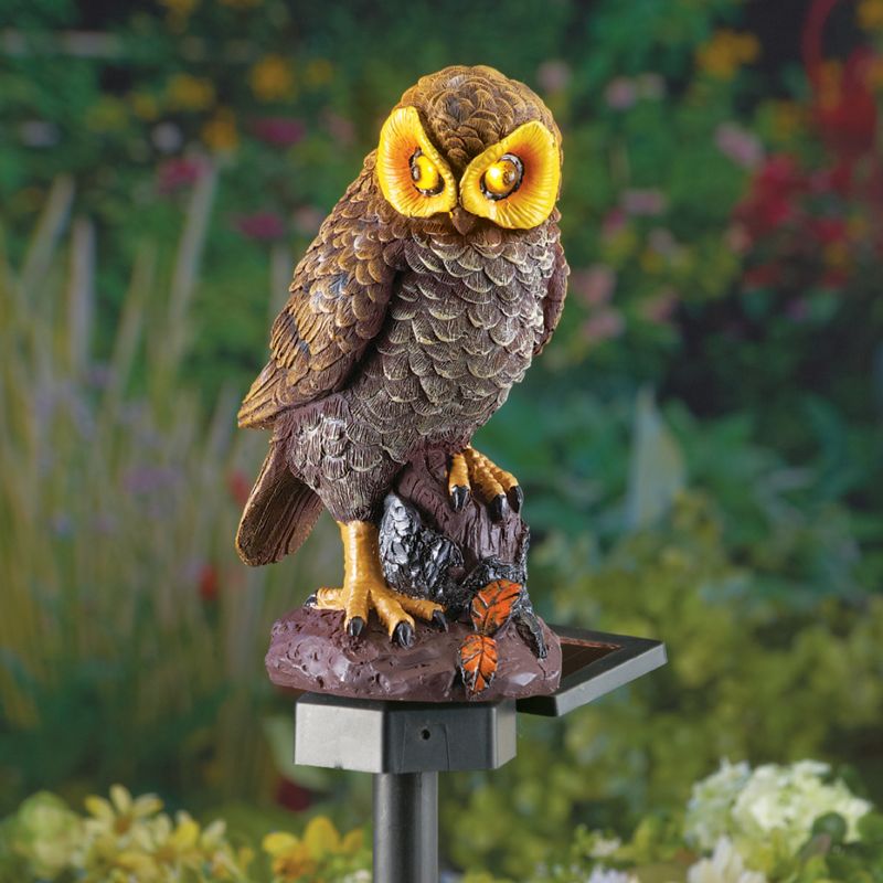 Collections Etc Hooting Brown Owl Solar Garden Stake Brown, 2 of 3