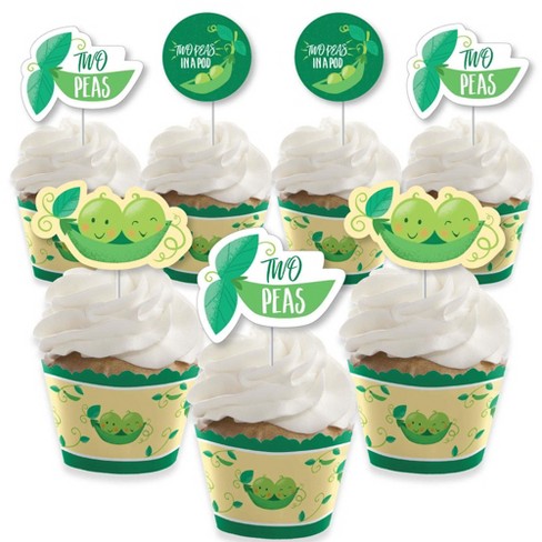 Big Dot Of Happiness Double The Fun Twins Two Peas In A Pod Cupcake Decor Baby Shower Or Birthday Party Cupcake Wrappers Treat Picks Kit 24 Ct Target