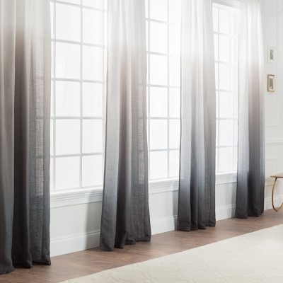 Black Gray Ombre Sheer Polyester Window Curtain Panels 52 x 63 Inches