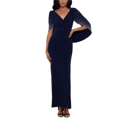 Betsy & Adam Womens Embellished Gown Dress, Blue, 6