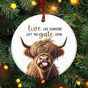 Christmas Highland Cow Gifts for Women Men - Ceramic Christmas Ornaments 2025 for Xmas Tree Decorations - 1 of 4