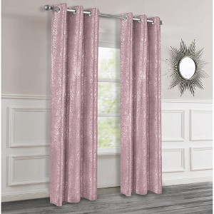 2pc Dainty Home Artistic 100% Blackout Grommet Curtain Panel Pair with 3D Lurex Texture - 1 of 4