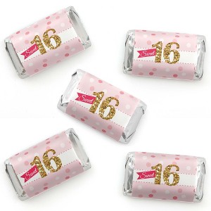 Big Dot of Happiness Sweet 16 - Mini Candy Bar Wrapper Stickers - 16th Birthday Party Small Favors - 40 Count - 1 of 4