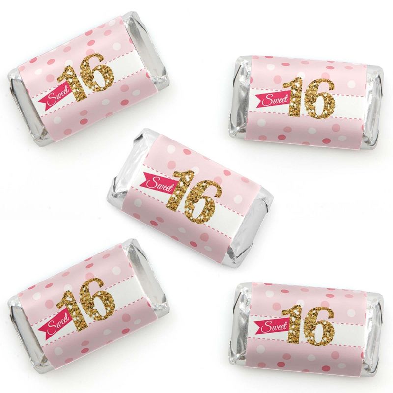 Big Dot of Happiness Sweet 16 - Mini Candy Bar Wrapper Stickers - 16th Birthday Party Small Favors - 40 Count, 1 of 7