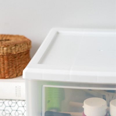 Modular White Stackable Plastic Drawer Cabinet with Safety Stop