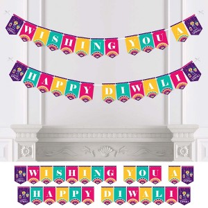 Big Dot of Happiness Happy Diwali - Festival of Lights Party Bunting Banner - Party Decorations - Wishing You a Happy Diwali - 1 of 4