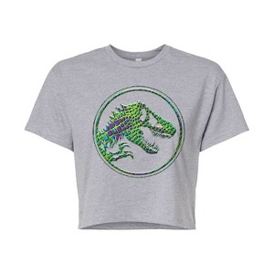 Women's - Jurassic Park - Reptile Texture Coin Logo- Juniors Cropped Graphic T-Shirt Cropped Graphic T-Shirt - 1 of 4