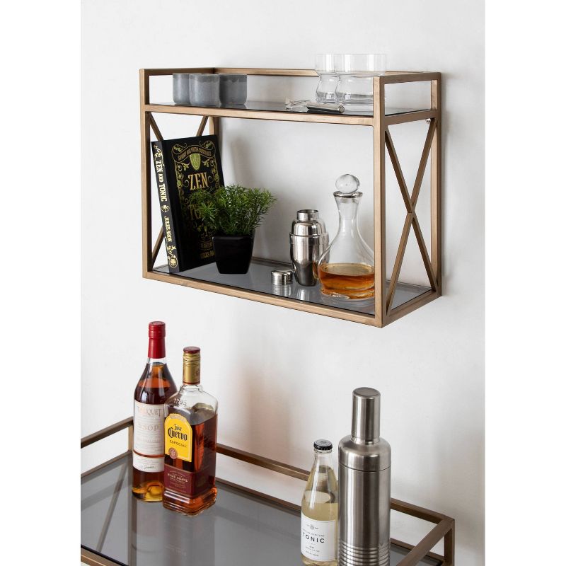 18&#34; x 8&#34; x 15&#34; Blex Metal and Glass Wall Shelf Gold - Kate &#38; Laurel All Things Decor, 6 of 7
