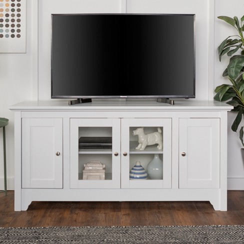 Wood Storage Console TV Stand For TVs Up To 58" White ...