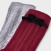 Girls' 2pk Velvet Bow Dressy Mid-Crew Socks - art class™ Berry Red - 3 of 3