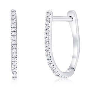 Diamonds D'Argento Sterling Silver, 14.5mm Oval Diamond Hoop Earrings - (40 Stones) - Silver - 1 of 2