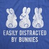 Womens Easily Distracted By Bunnies T shirt Funny Rabbit Party Gift for Basket - Crazy Dog Women's T Shirt - image 2 of 4