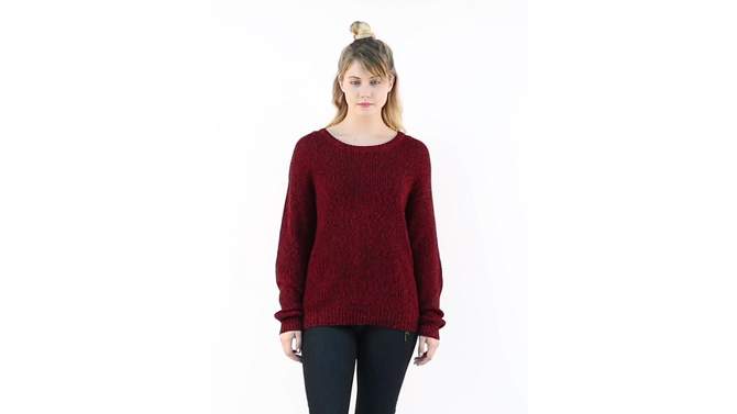Allegra K Women's Pullover Drop Shoulder Elbow Patch Pullover Loose Sweater, 2 of 8, play video