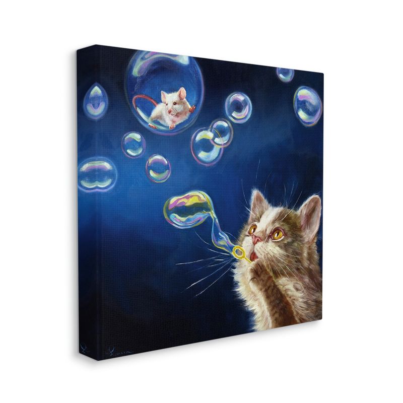 Stupell Industries Cat & Mouse Blowing Bubbles Gallery Wrapped Canvas Wall Art, 4 of 5