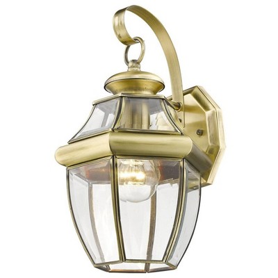 Antique Brass Direct Wired Lantern Sconce with Beveled Glass