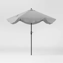 9' x 9' Round Scalloped Patio Umbrella DuraSeason Fabric™ Gray - Threshold™