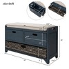 Lyngins Rustic Storage Bench with 2 Drawers & Removable Basket, Entryway Bench with Removable Cushion, Ottoman with Storage, Acacia Wood Foot Stool - 2 of 4