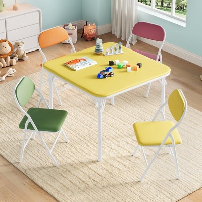 3 Piece Boys Girls Folding Table and Chairs Set, Activity Table and Chairs Set