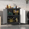 35.43"H Locking Metal Cabinet with Door - Rolling Garage Storage with Shelves & Top Workbench (Fence Design) for Garage, Home, Office - 3 of 4