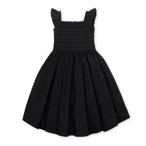 Hope & Henry Girls' Organic Pleated Bodice Sateen Party Dress, Black Sateen, 8 - 1 of 4