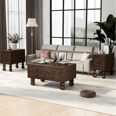 PAGED 23.6 Inch Side Table Modern Wooden End Table with Storage Drawer and Legs for Living Room, Bedroom