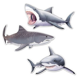 Beistle 22 1/2" - 24 1/4" Shark Cutouts; 6/Pack 54554 - 1 of 1
