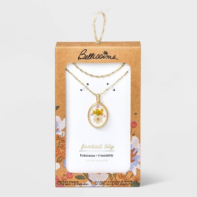 Bella Uno Bellissima 14K Gold Dipped Cubic Zirconia Oval Foxtail Lily Multi-Strand Necklace - Gold