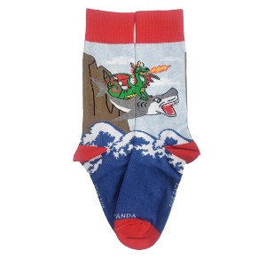 Dragon Riding a Shark Socks - Tween Sizes, Small from the Sock Panda - 1 of 4