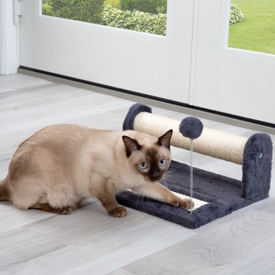 Modern Gray and Beige Cat Scratching Play Center with Ball