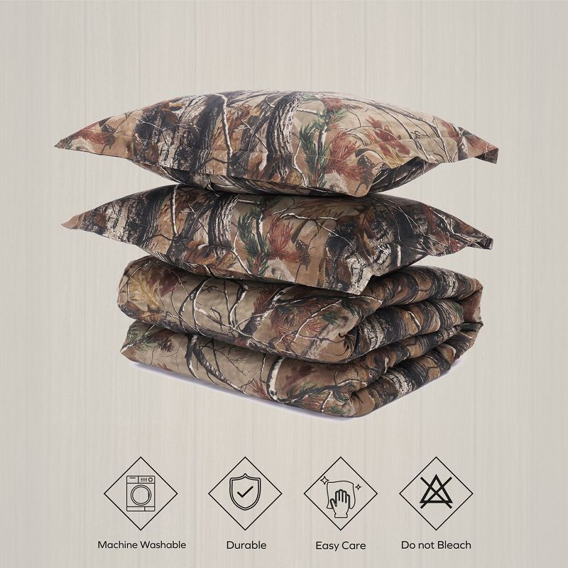 Realtree All Purpose Brown Camouflage Comforter Set, 3 of 8