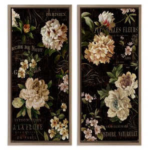 Stupell Industries Vintage French Typography Flowers Black Framed Floater Canvas Wall Art - 1 of 4