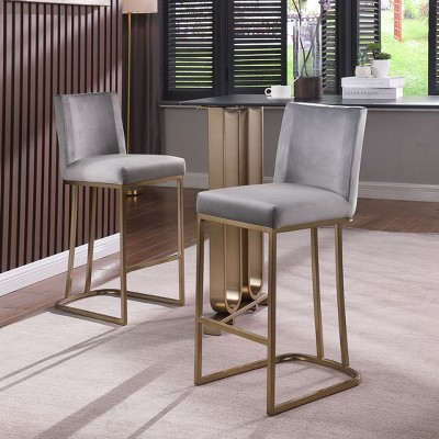 NicBex Set of 2 Bar Stools for Kitchen Island,Modern Velvet Counter Bar Stools with Metal Legs,Bar Chairs for Dining Rooms,Kitchens Islands
