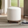 55 Downing Street Daniel Wood Swivel Dining Stool Brown 22" High Modern Zeus Pearl Fabric Cushion for Kitchen Counter Island Home - 2 of 4