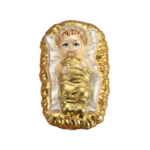 Old World Christmas Glass Blown Holiday Ornament For Tree, Baby Jesus In Manger (With OWC Gift Box) - 1 of 4