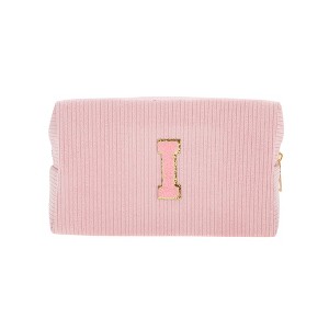 Unique Bargains Corduroy Rectangular Letter Makeup Bag Pink 1 Pc - 1 of 4