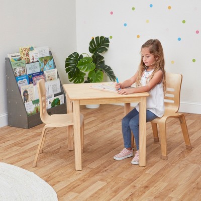 Natural Birch Plywood Stackable Kids Chair, 12in Seat Height, 2-Pack