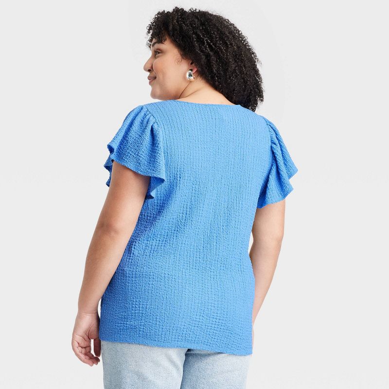 Women's Flutter Short Sleeve V-Neck T-Shirt - Ava & Viv™, 2 of 6