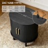1PC/2PCS Multifunction Fluted Side Table with Charging Hub Sliding Door, Accent End Table with Adjustable Storage Mid Century Modern  for Small Space - 4 of 4
