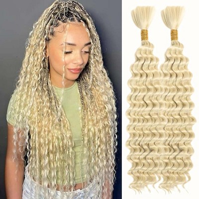 Jessie's Wig #1B #4 #27 #30 #613 Deep Wave Hair Bulk 45g/Pack 2 Bundles 16 20 Inch