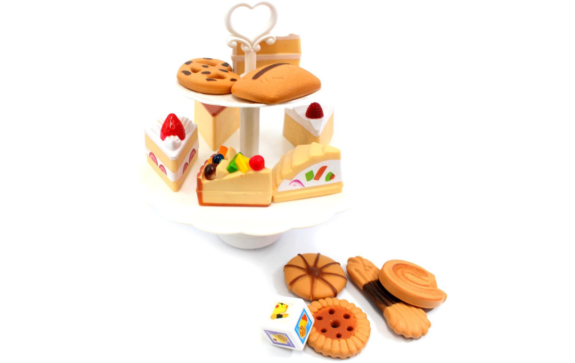 JuzToys 12pcs Cookies and Desserts Tower Stacking Toys – Pretend Play Toy Food Sets for Kitchen, Kids Balancing Stacker Toys