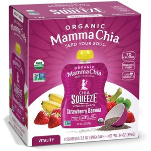 Mamma Chia Organic Strawberry Banana Chia Squeeze Vitality Snack - 14oz/4ct - 1 of 4