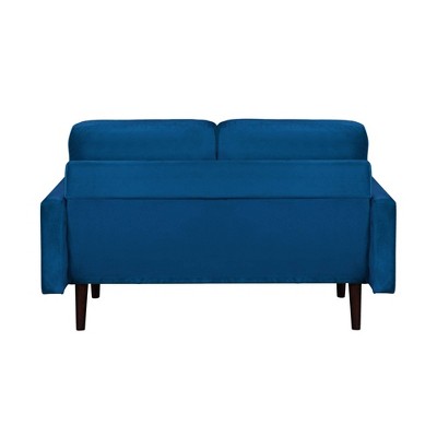 Navy Blue Velvet 48'' Modern Track Arm Loveseat