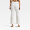 Women's Mid-Rise Wide Leg Openwork Pull-On Pants - Universal Thread™ White - 2 of 3