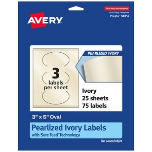 Avery Pearlized Ivory Oval Labels with Sure Feed Technology, Print-to-the-Edge, 3" x 5" - 1 of 4