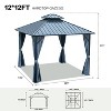 12 ft. x 12 ft. Hardtop Aluminum Frame Steel Double Roof Gazebo, Privacy Curtains & Netting, Perfect for Outdoor Spaces - 2 of 4