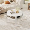 Tangkula 29.5" 2-Tier Round Coffee Table w/ Storage 4 Shelves Faux Wooden Top - 4 of 4