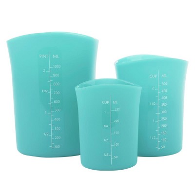 Curtis Stone Set Of 3 Silicone Measuring Cups Refurbished Red : Target