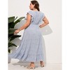 Womens Plus Size Casual Sleeveless Maxi Dress Ruffle Sleeve A Line Swing Summer Maxi Dress with Pockets - 2 of 4